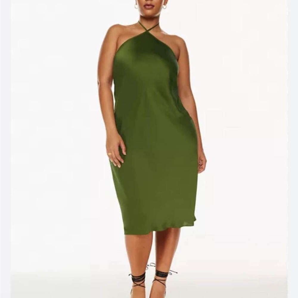 Aritzia green halter midi dress